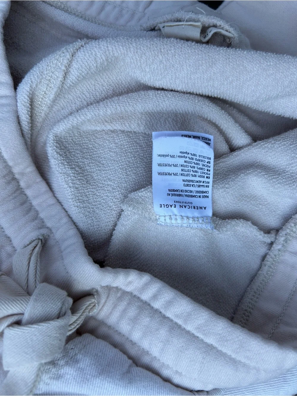 American Eagle Outfitters Cream Quilted Jogger Pants